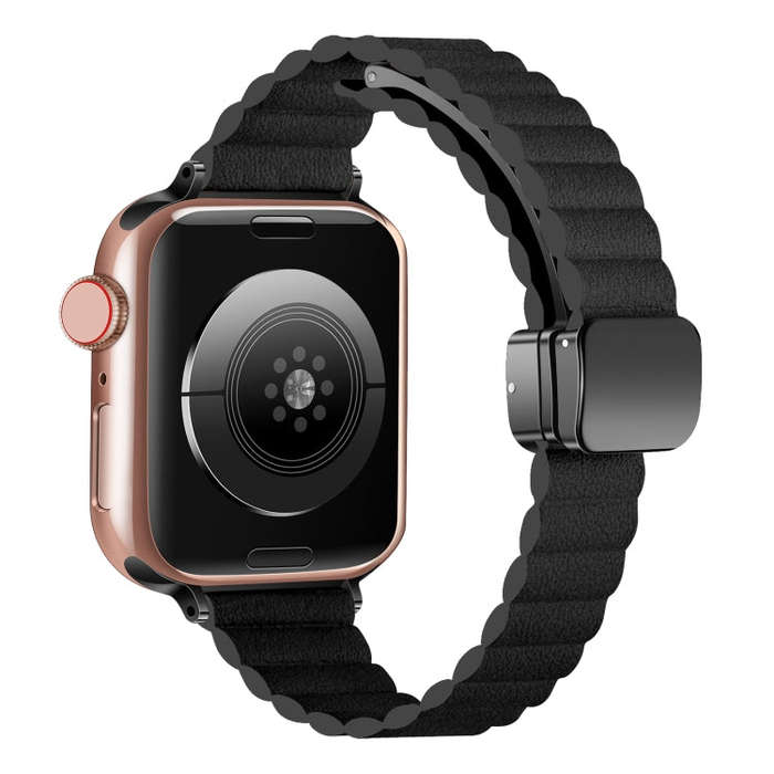For Apple Watch Series 2 38mm Water Ripple Magnetic Folding Buckle Watch Band, Style: Thin Versio...