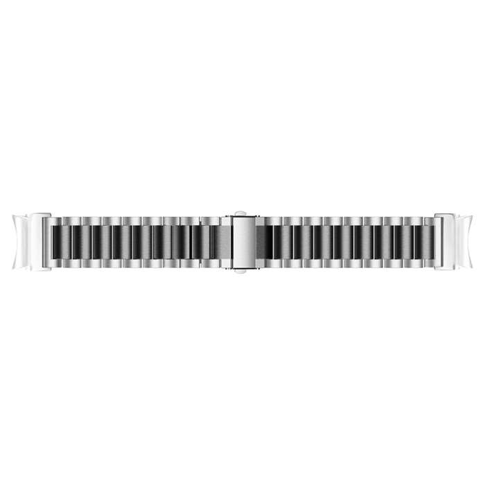 For Samsung Galaxy Watch 6 Quick Release Button Three-bead Stainless Steel Watch Band(Silver Black)