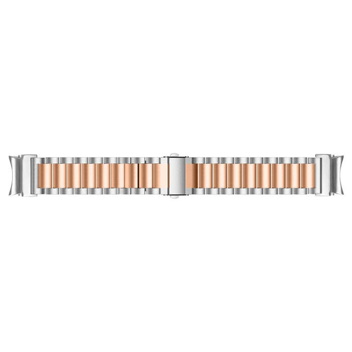 For Samsung Galaxy Watch 6 Quick Release Button Three-bead Stainless Steel Watch Band(Silver Rose...