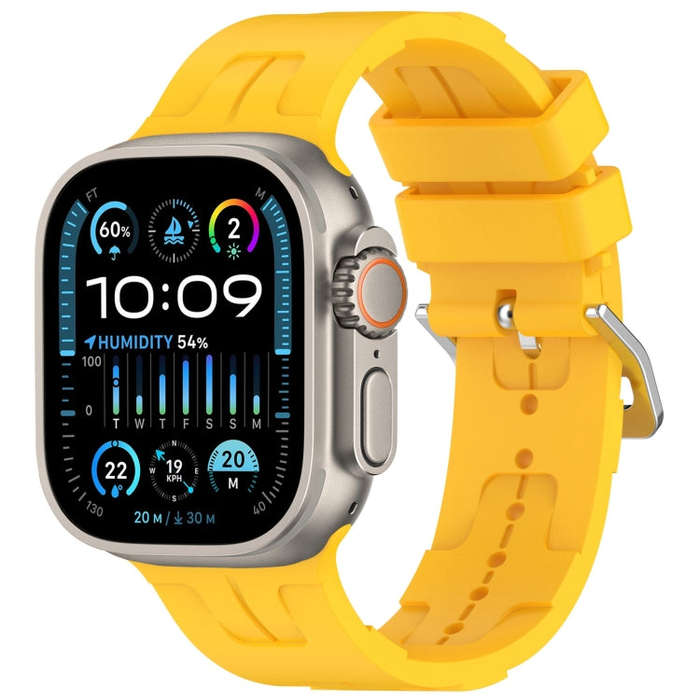 For Apple Watch Ultra 49mm H Texture Silicone Ladder Buckle Watch Band(Yellow)