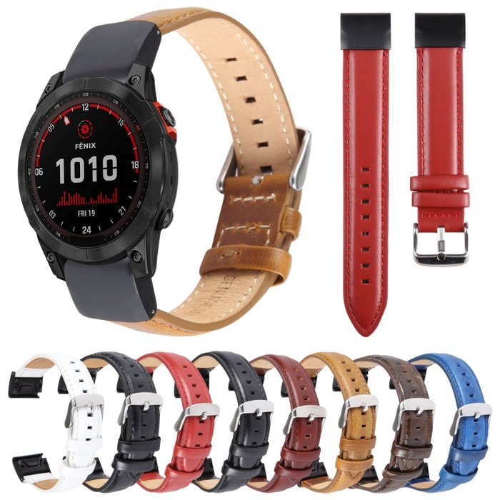 For Garmin Fenix 7 22mm Bamboo Joint Texture Genuine Leather Watch Band(Bamboo Black)