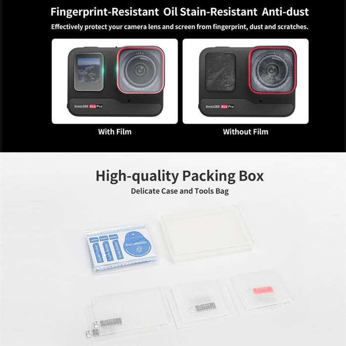 For Insta360 Ace Pro Sunnylife 3 in 1 Rear & Front Screen Lens Explosion proof Film(2 Sets)