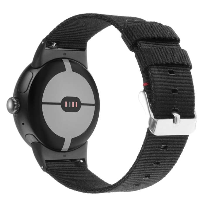 For Google Pixel Watch 2 / Pixel Watch Nylon Canvas Watch Band(Black)