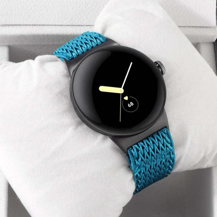 For Google Pixel Watch 2 / Pixel Watch 20mm Wave Braided Nylon Watch Band(Stone Blue)