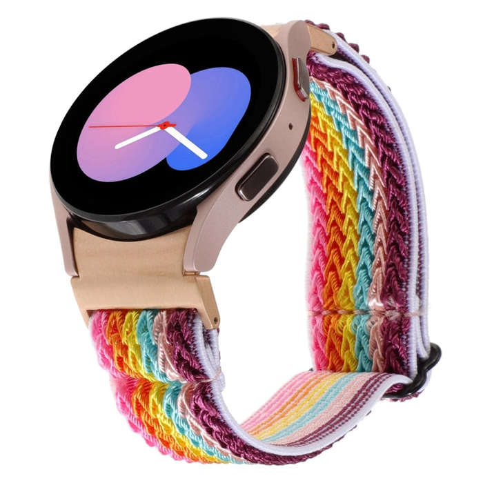 For Samsung Galaxy Watch6/6 Classic/5/5 Pro Wave Braided Nylon Watch Band(Rainbow)
