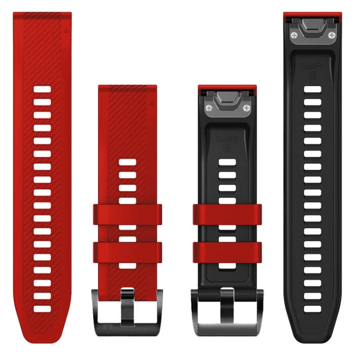 For Garmin Fenix 7X Twill Two Color Quick Release Silicone Watch Band(Red Black)