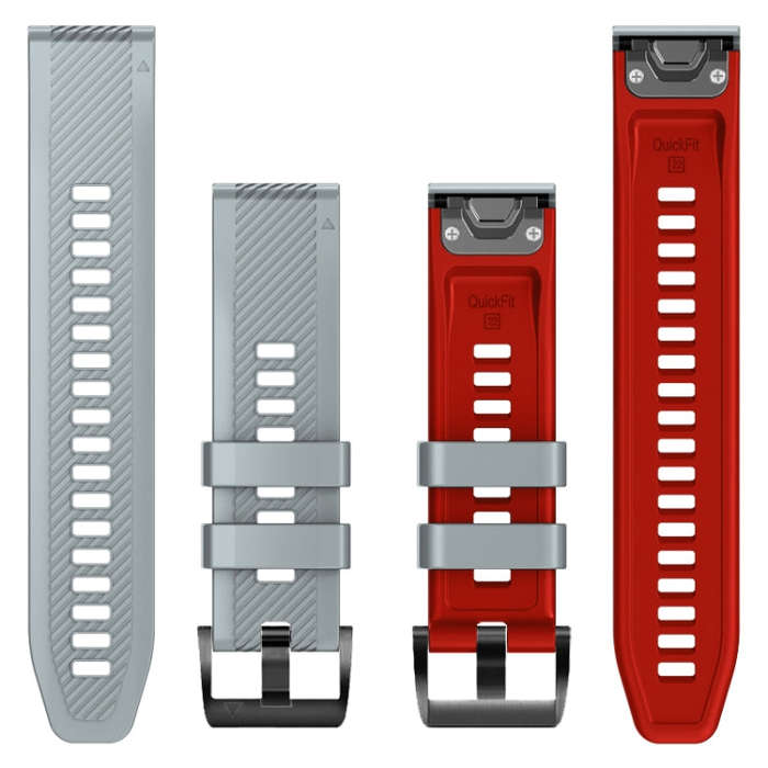 For Garmin Fenix 7 Twill Two Color Quick Release Silicone Watch Band(Light Grey Red)