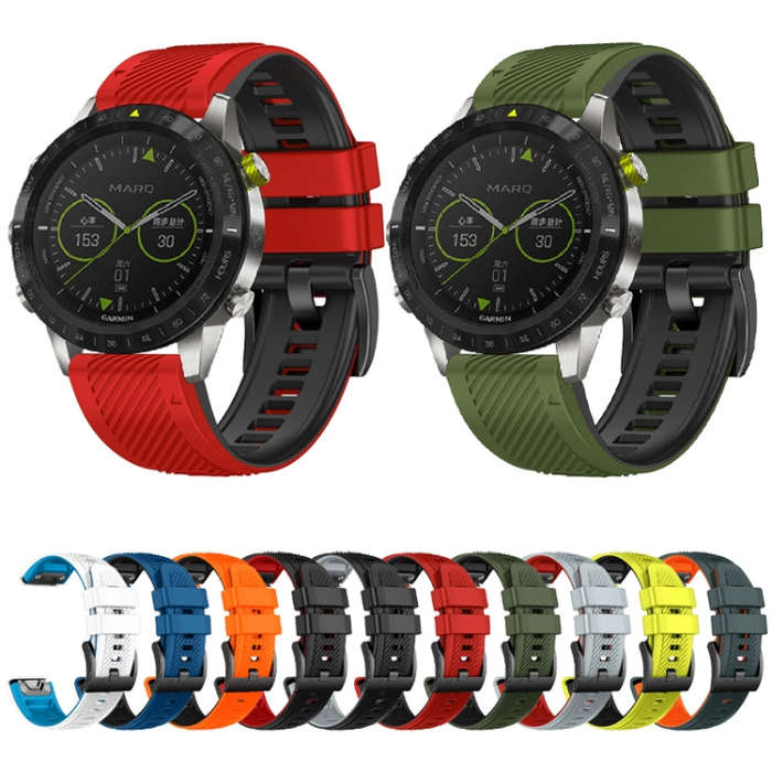 For Garmin Fenix 7X Twill Two Color Quick Release Silicone Watch Band(Army Green Black)