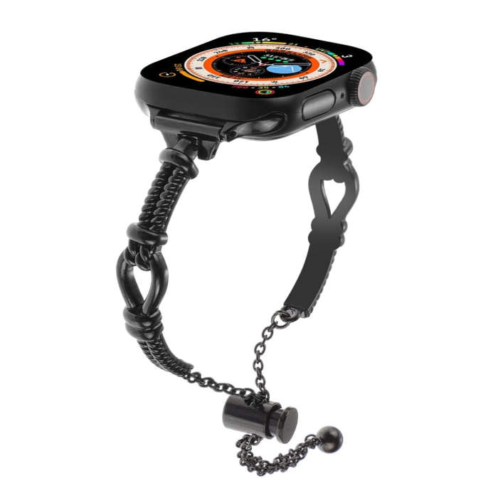 For Apple Watch Series 7 41mm Twist Metal Bracelet Chain Watch Band(Black)