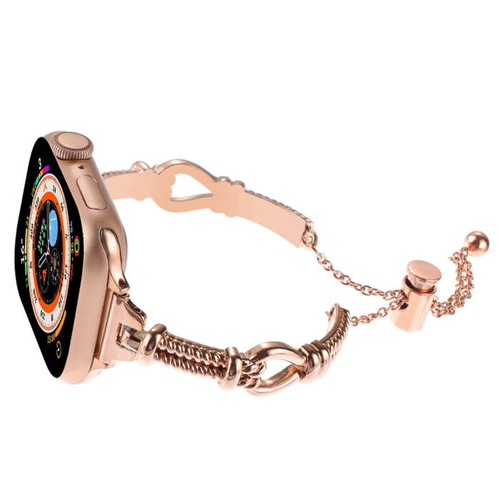 For Apple Watch Series 7 41mm Twist Metal Bracelet Chain Watch Band(Rose Gold)