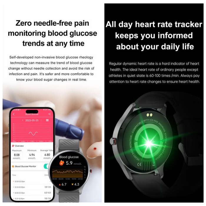 YK02 1.43 inch AMOLED Screen Smart Watch, BT Call / Heart Rate / Blood Pressure / Blood Oxygen(Bl...