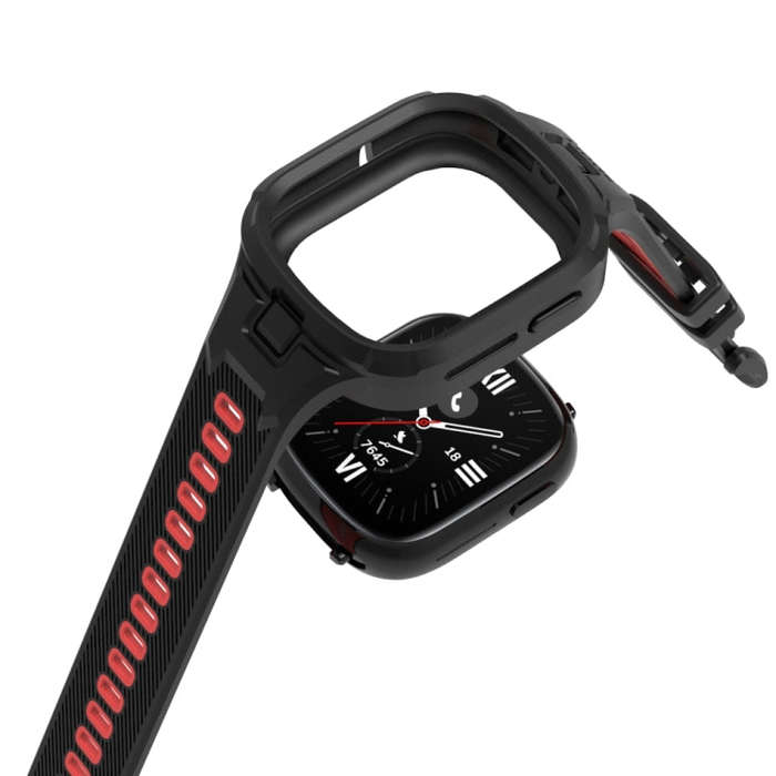 For Honor Watch 4 Two Color Integrated TPU Watch Band(Black Red)