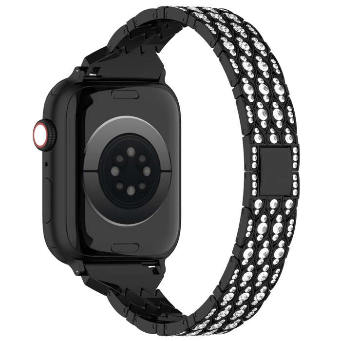 For Apple Watch Series 8 45mm Devil Eye Diamond Bracelet Metal Watch Band(Black)