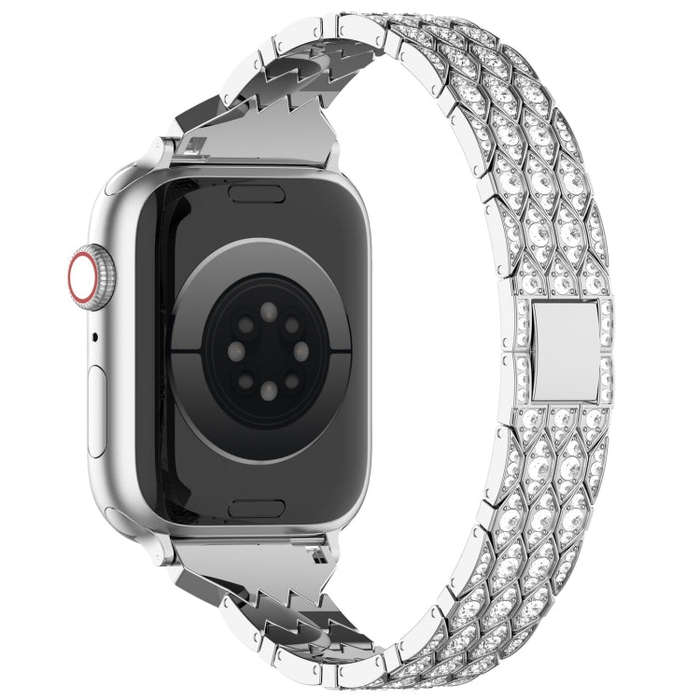 For Apple Watch Series 7 41mm Devil Eye Diamond Bracelet Metal Watch Band(Silver)