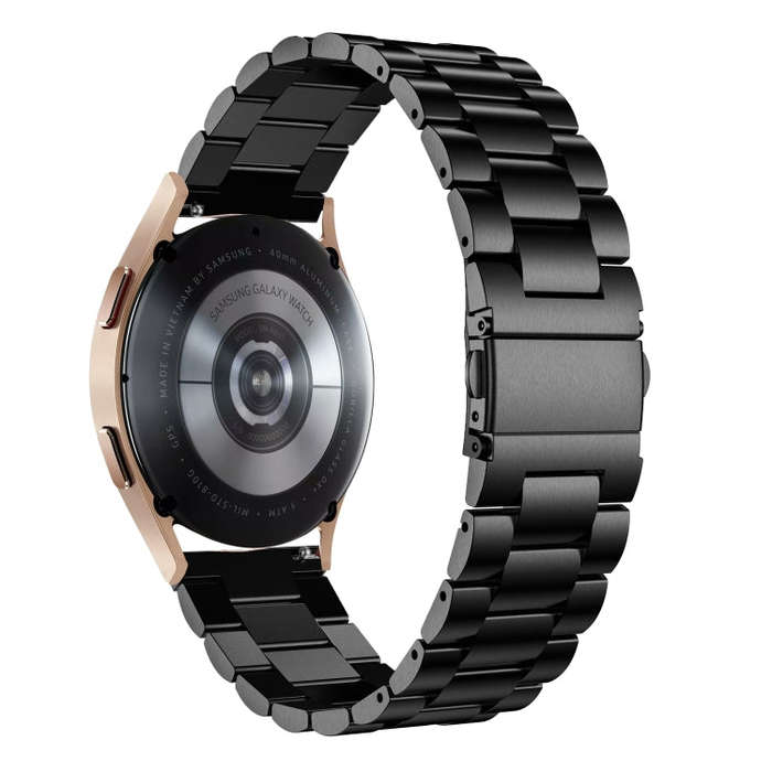 For Samsung Galaxy Watch6 / 6 Classic Flat Head Three-bead Stainless Steel Watch Band(Black)