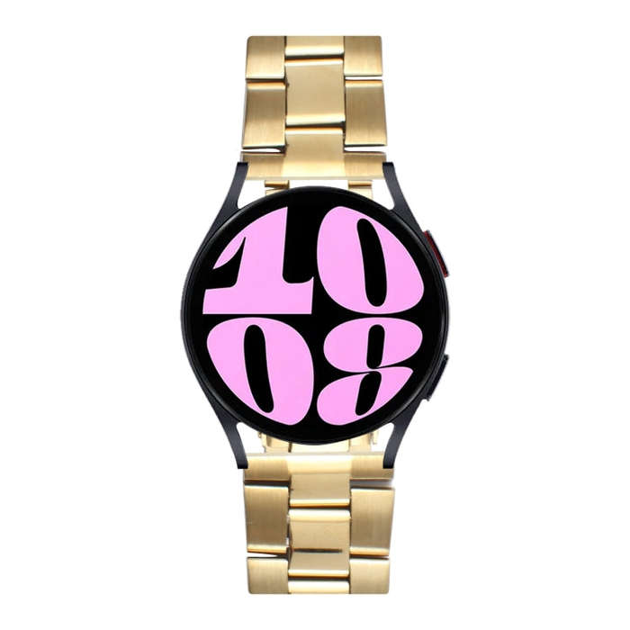 22mm Universal Three-Bead Stainless Steel Watch Band(Gold)