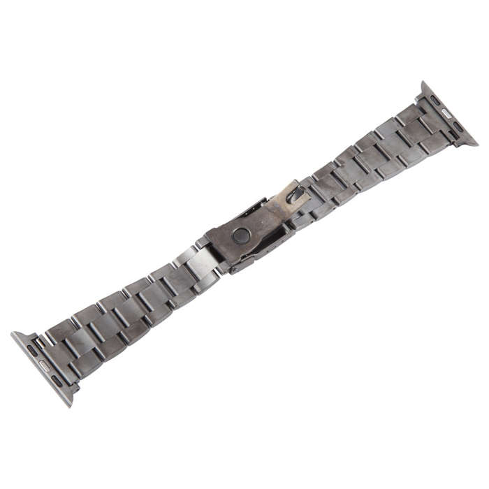 For Apple Watch Ultra 49mm Three-Bead Stainless Steel Watch Band(Gun Color)