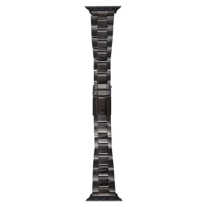 For Apple Watch 42mm Three-Bead Stainless Steel Watch Band(Black)