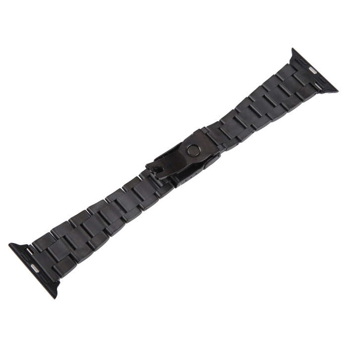 For Apple Watch 42mm Three-Bead Stainless Steel Watch Band(Black)