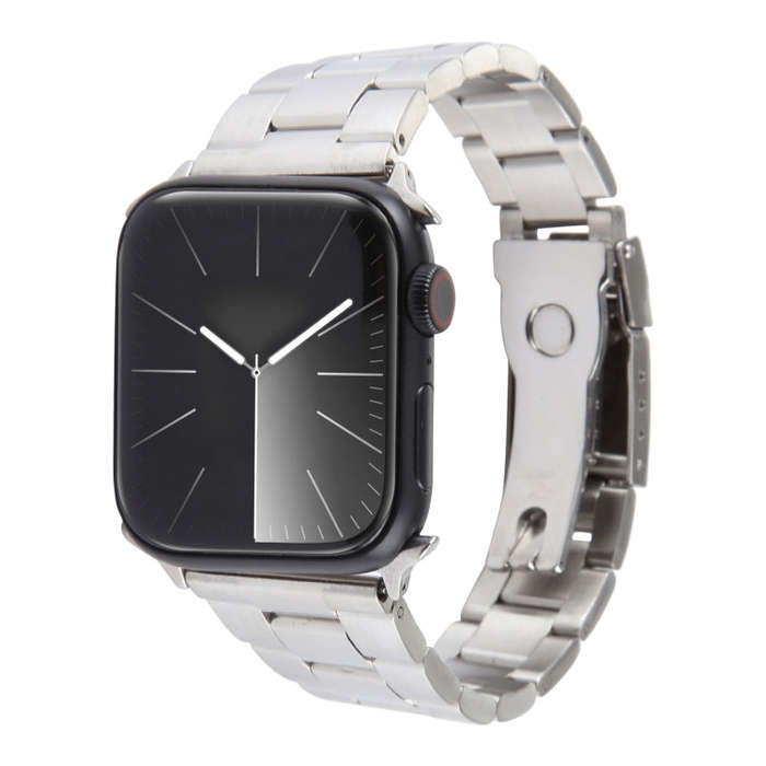 For Apple Watch 42mm Three-Bead Stainless Steel Watch Band(Silver)