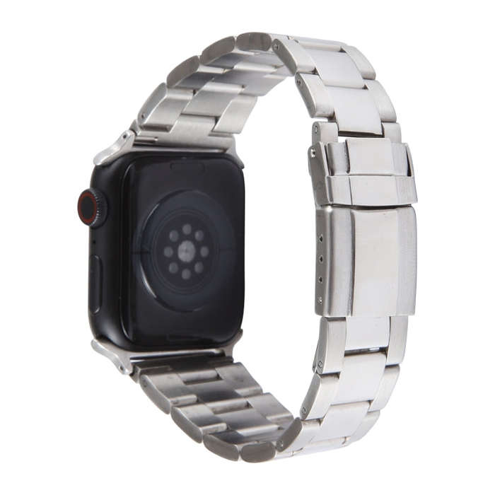 For Apple Watch 42mm Three-Bead Stainless Steel Watch Band(Silver)