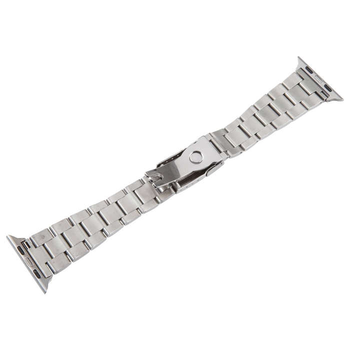 For Apple Watch 42mm Three-Bead Stainless Steel Watch Band(Silver)