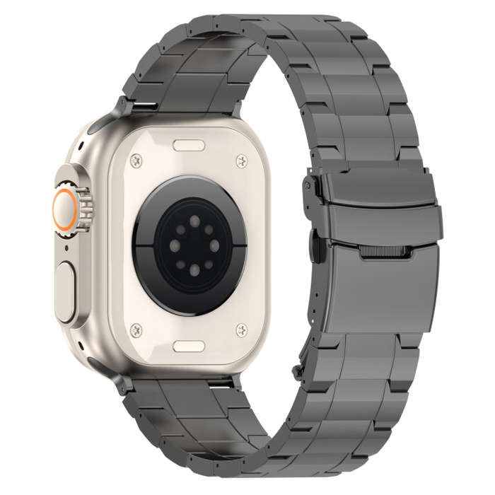 For Apple Watch Series 2 42mm Safety Buckle Trapezoid Titanium Steel Watch Band(Grey)