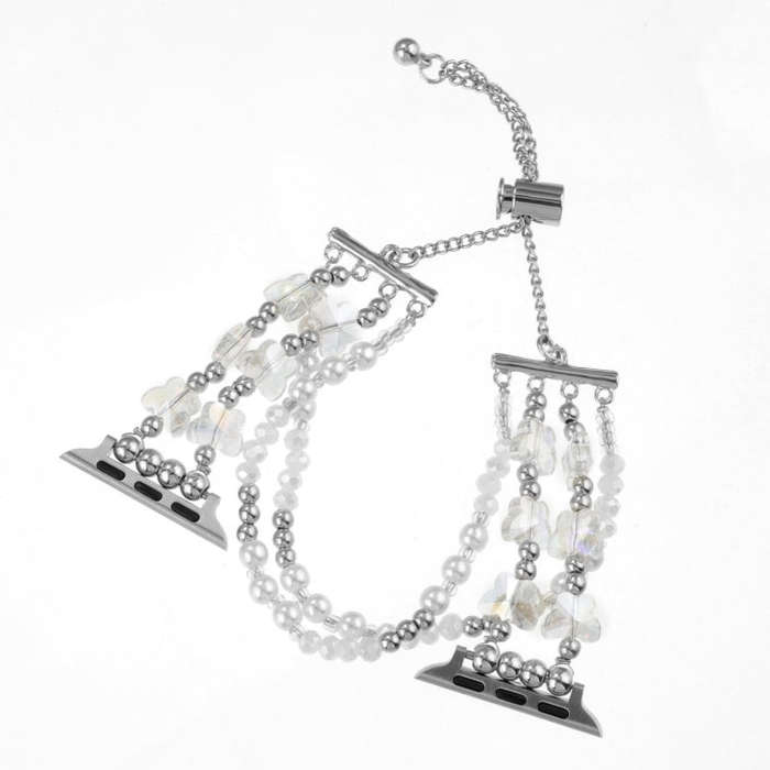 For Apple Watch Series 9 41mm Butterfly Chain Bracelet Metal Watch Band(Transparent Silver)