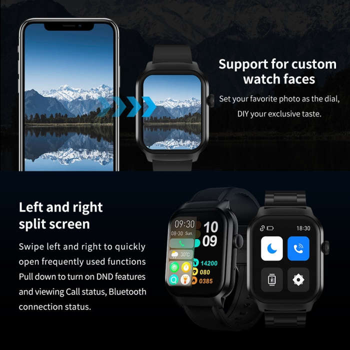 2.01 inch Milanese Steel Strap Bluetooth Call Smart Watch Support Heart Rate Monitoring / Non-inv...