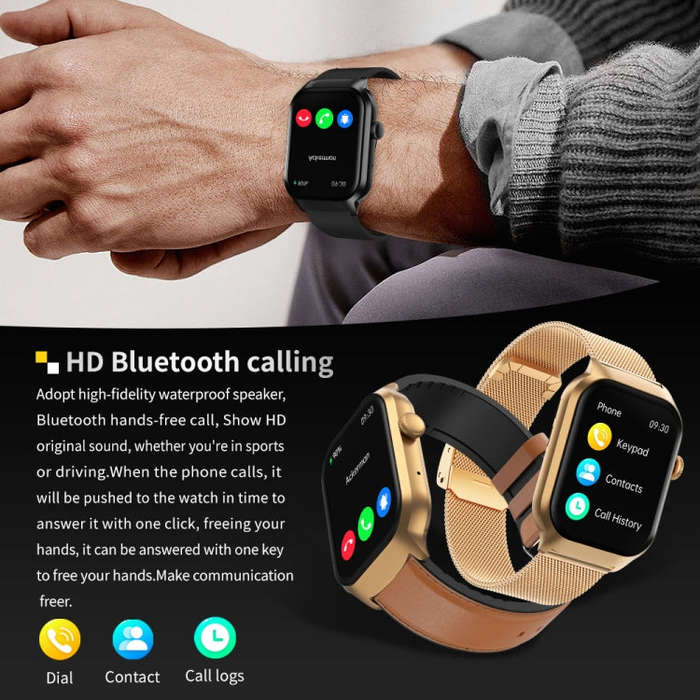 2.01 inch Three-bead Steel Strap Bluetooth Call Smart Watch Support Heart Rate Monitoring / Non-i...