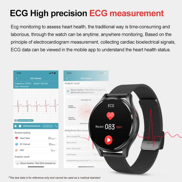 1.43 inch Leather Strap Bluetooth Call Smart Watch Support ECG / Non-invasive Blood Sugar(Brown)