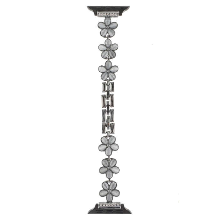 For Apple Watch SE 44mm 5-petaled Flower Zinc Alloy Chain Watch Band(Black)
