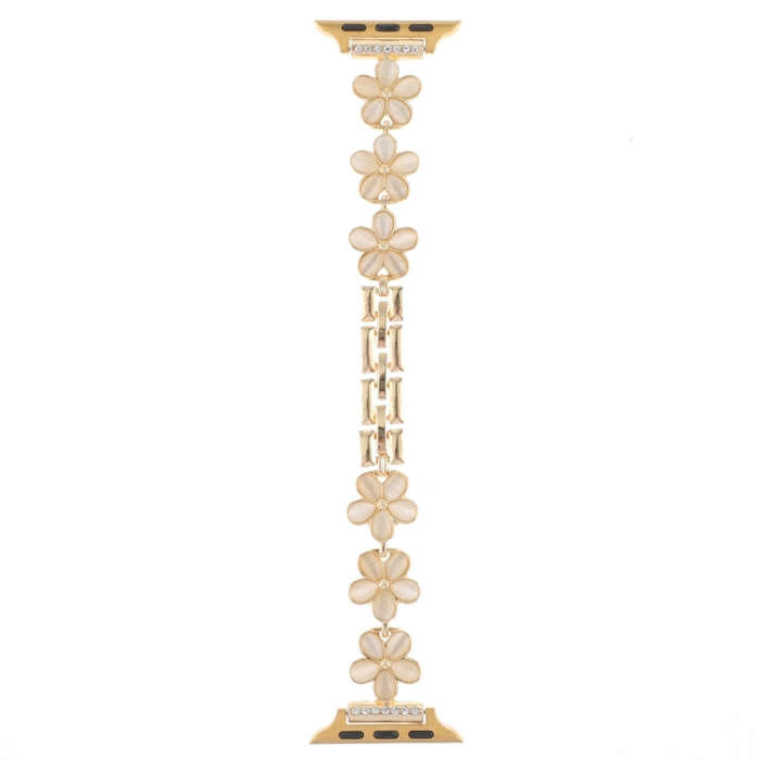 For Apple Watch Series 4 44mm 5-petaled Flower Zinc Alloy Chain Watch Band(Gold)