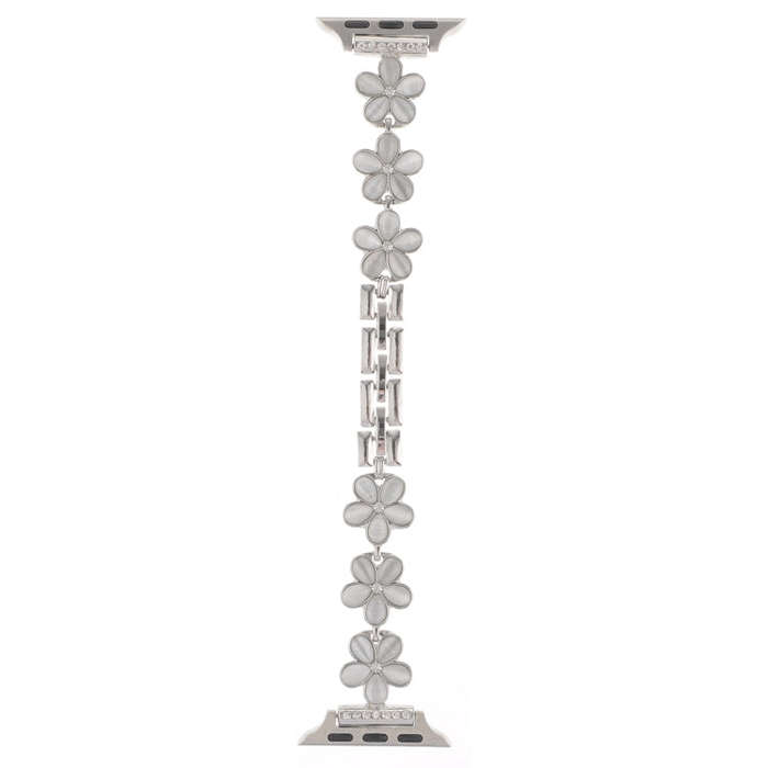 For Apple Watch Series 2 42mm 5-petaled Flower Zinc Alloy Chain Watch Band(Silver)