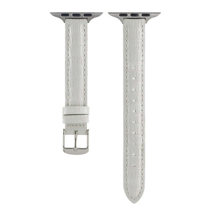 For Apple Watch Series 6 40mm Slim Crocodile Leather Watch Band(White)