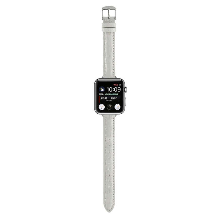 For Apple Watch Series 6 40mm Slim Crocodile Leather Watch Band(White)