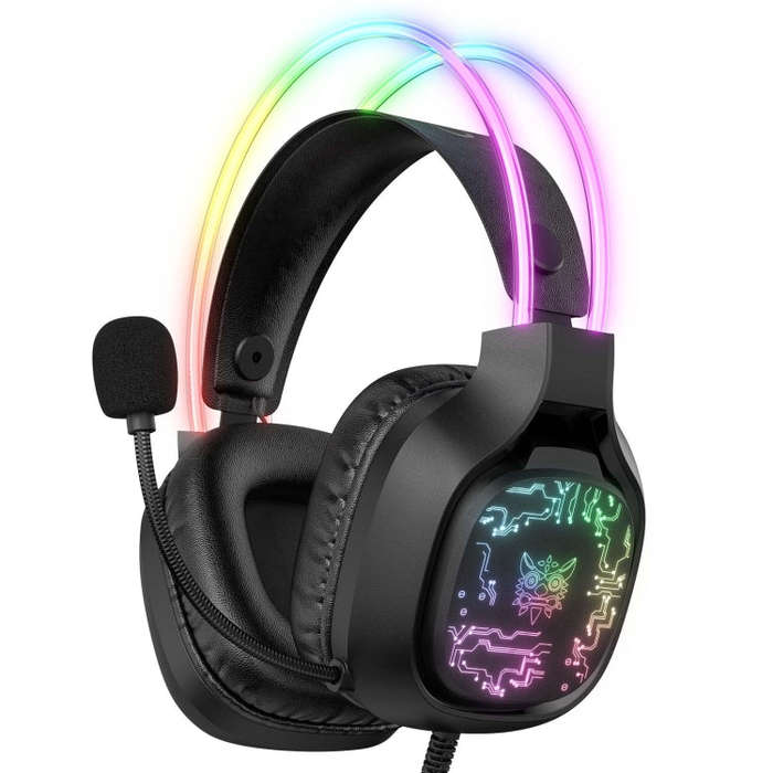 ONIKUMA X22 USB + 3.5mm Colorful Light Wired Gaming Headset with Mic, Cable length: 1.8m(Black)
