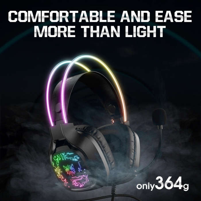 ONIKUMA X22 USB + 3.5mm Colorful Light Wired Gaming Headset with Mic, Cable length: 1.8m(Black)