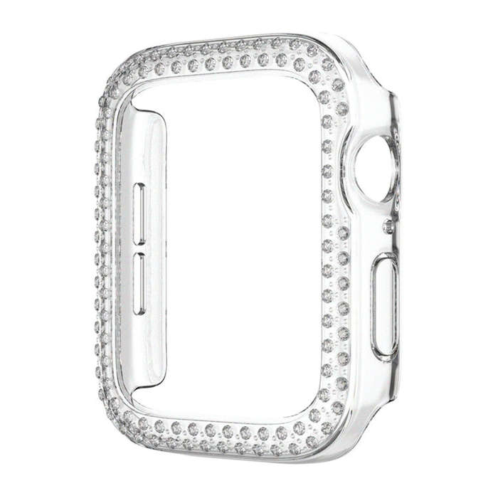 For Apple Watch Series 6 / 5 / 4 / SE 40mm Plating Dual-Row Diamond Hollow PC Watch Case(Transpar...