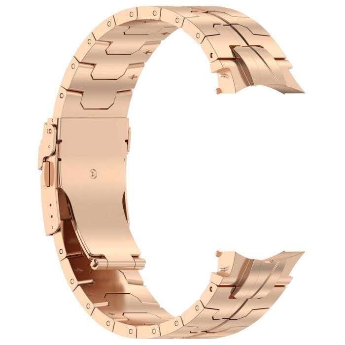 For Samsung Galaxy Watch 6 / 6 Classic Button Style Stainless Steel Watch Band(Rose Gold)