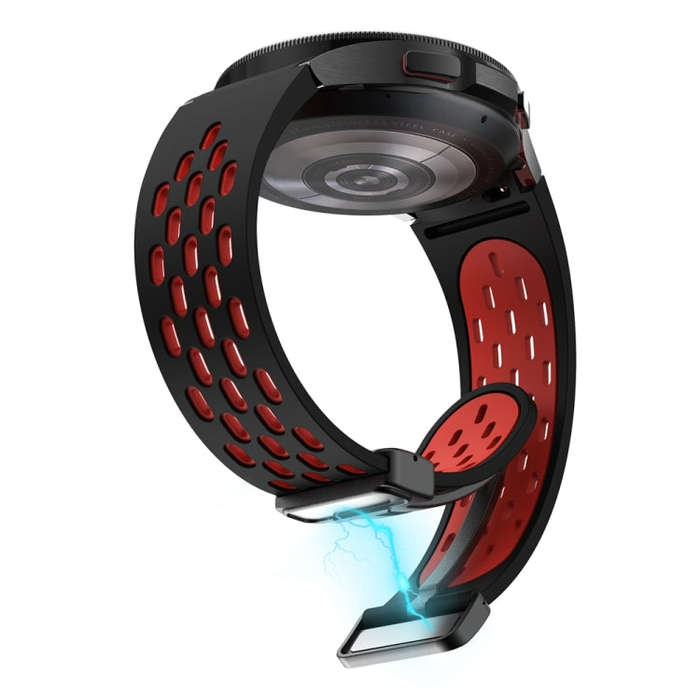 For Samsung Galaxy Watch 6 / 6 Classic Two Color Magnetic Folding Black Buckle Watch Band(Black Red)