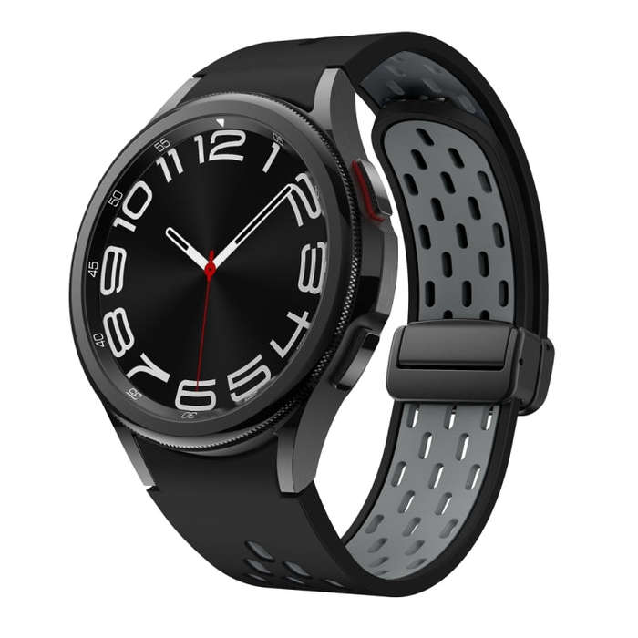 For Samsung Galaxy Watch 6 / 6 Classic Two Color Magnetic Folding Black Buckle Watch Band(Black G...