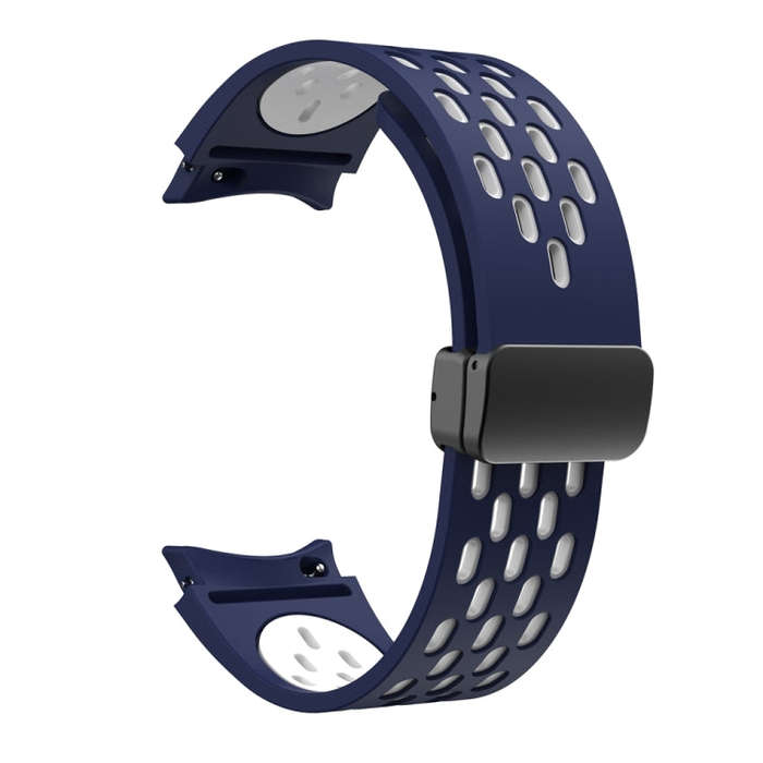 For Samsung Galaxy Watch 6 / 6 Classic Two Color Magnetic Folding Black Buckle Watch Band(Midnigh...