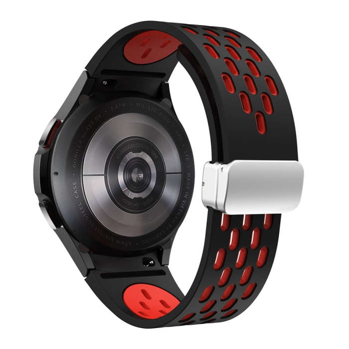 For Samsung Galaxy Watch 6 / 6 Classic Two Color Magnetic Folding Silver Buckle Watch Band(Black ...