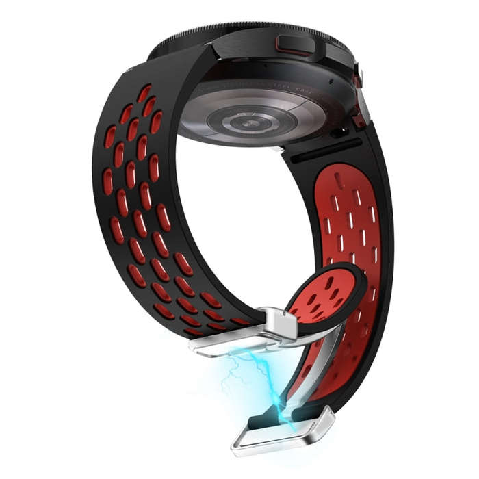 For Samsung Galaxy Watch 6 / 6 Classic Two Color Magnetic Folding Silver Buckle Watch Band(Black ...