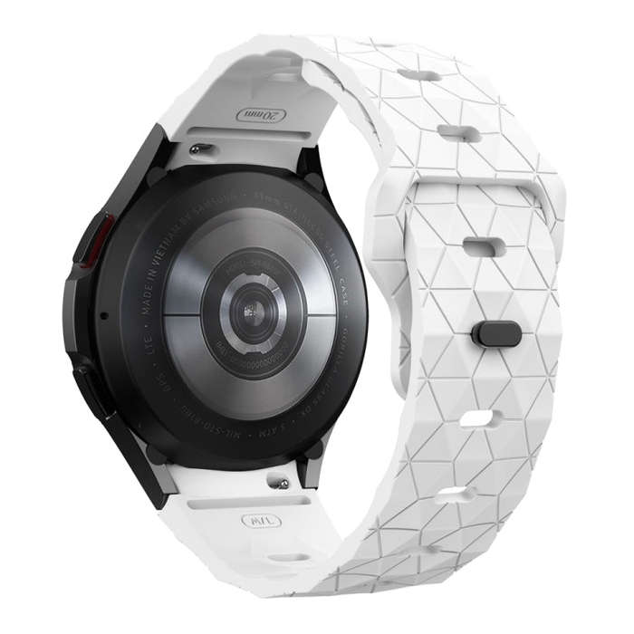 For Samsung Galaxy Watch 6 / 6 Classic Football Pattern Reverse Buckle Silicone Watch Band(White)