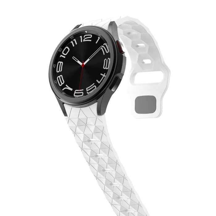 For Samsung Galaxy Watch 6 / 6 Classic Football Pattern Reverse Buckle Silicone Watch Band(White)