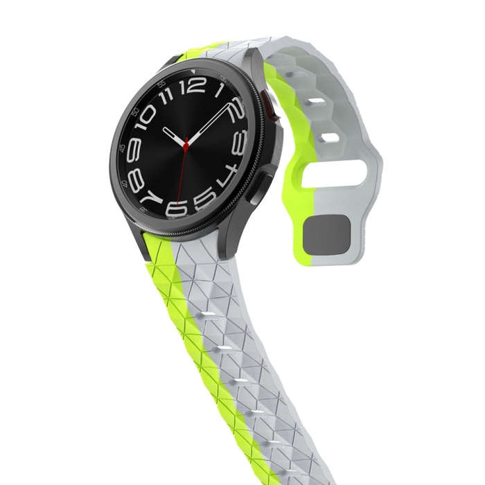 For Samsung Galaxy Watch 6 / 6 Classic Football Pattern Reverse Buckle Silicone Watch Band(Grey G...