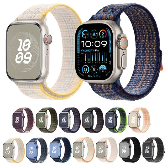 For Apple Watch Series 8 45mm Loop Nylon Watch Band(Midnight)
