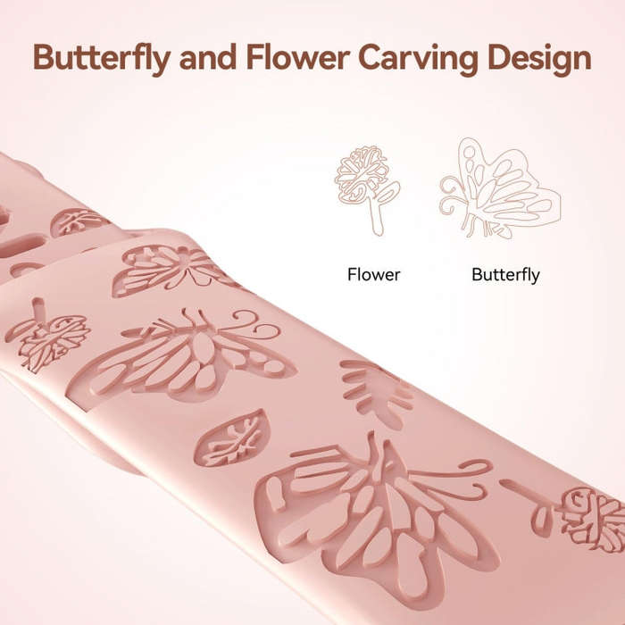 For Apple Watch Series 9 41mm Butterfly Flower Embossed Silicone Watch Band(Retro Rose)